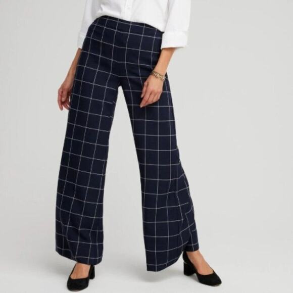 Chico's Pants - Chico's Jacquard Flare Trousers Color: Classic Navy